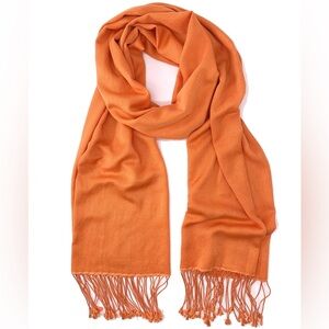 PASHMINA Silk Scarf Scarf Bold Orange Soft Classic Bright Colorful Lightweight